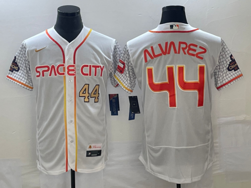 Men's Houston Astros #44 Yordan Alvarez Number White 2023 City Connect Flex Base Stitched Jersey