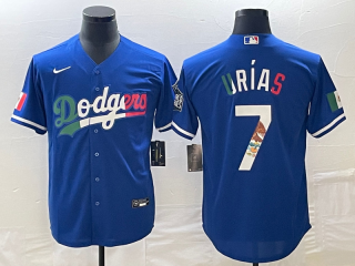 Men's Los Angeles Dodgers #7 Julio Urias Number Blue Cool Base Stitched Jersey