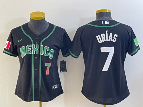 Women's Mexico Baseball #7 Julio Urias Number 2023 Black World Classic Stitched Jersey3