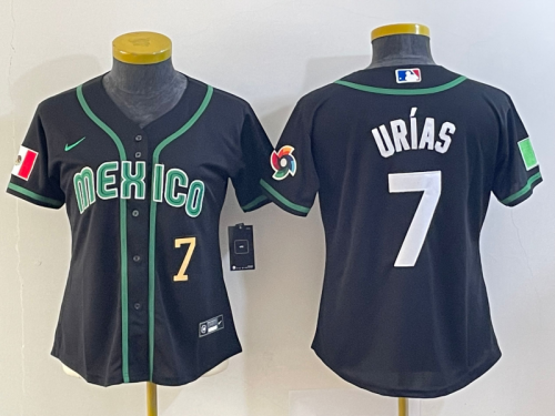 Women's Mexico Baseball #7 Julio Urias Number 2023 Black World Classic Stitched Jersey4