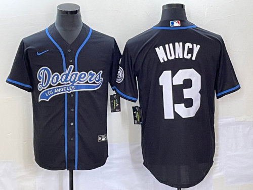 Men's Los Angeles Dodgers #13 Max Muncy Black With Patch Cool Base Stitched Baseball Jersey1