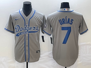 Men's Los Angeles Dodgers #7 Julio Urias Grey With Patch Cool Base Stitched Baseball Jersey1