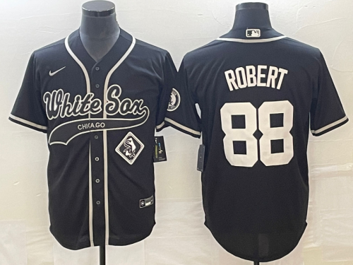 Men's Chicago White Sox #88 Luis Robert Black Cool Base Stitched Baseball Jersey1