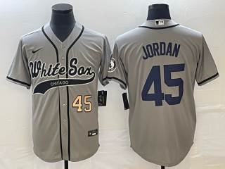 Men's Chicago White Sox #45 Michael Jordan Number Grey Cool Base Stitched Baseball Jersey