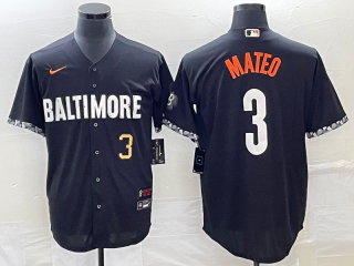 Men's Baltimore Orioles #3 Jorge Mateo Number Black 2023 City Connect Cool Base Stitched Jersey