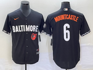 Men's Baltimore Orioles #6 Ryan Mountcastle Black 2023 City Connect Cool Base Stitched Jersey 1