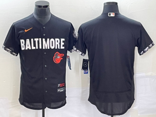 Men's Baltimore Orioles Blank Black 2023 City Connect Flex Base Stitched Jersey 1