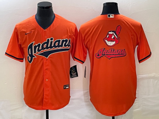 Men's Cleveland Guardians Orange Team Big Logo Cool Base Stitched Jersey