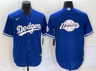 Men's Los Angeles Dodgers Blue Team Big Logo Cool Base Stitched Baseball Jersey