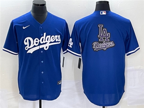 Men's Los Angeles Dodgers Blue Team Big Logo Cool Base Stitched Baseball Jersey 1