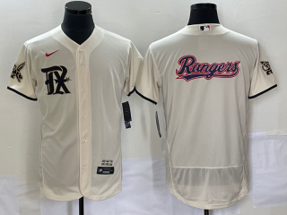 Men's Texas Rangers Cream Team Big Logo 2023 City Connect Flex Base Stitched Baseball Jersey