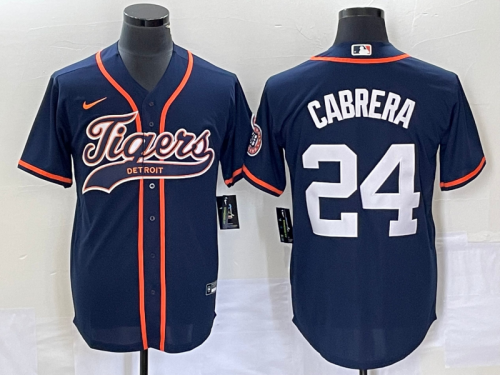 Men's Detroit Tigers #24 Miguel Cabrera Navy Cool Base Stitched Baseball Jersey