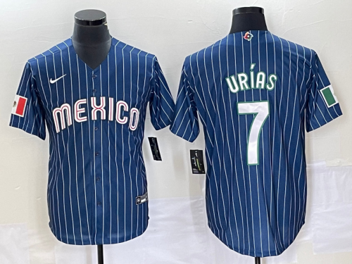 Men's Mexico Baseball #7 Julio Urías 2023 Navy World Baseball Classic Stitched Jersey5