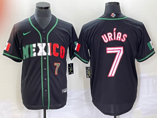 Men's Mexico Baseball #7 Julio Urias Number 2023 Black White World Classic Stitched Jersey3