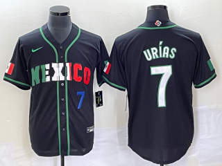 Men's Mexico Baseball #7 Julio Urias Number 2023 Black White World Classic Stitched Jersey6