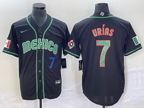 Men's Mexico Baseball #7 Julio Urias Number 2023 Black World Classic Stitched Jersey2