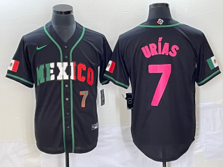 Men's Mexico Baseball #7 Julio Urias Number 2023 Black World Baseball Classic Stitched Jersey2