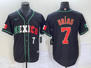 Men's Mexico Baseball #7 Julio Urias Number 2023 Black World Baseball Classic Stitched Jersey8