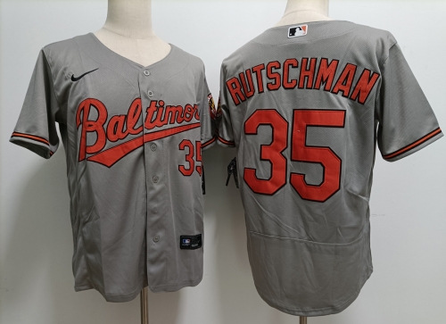 Men's Baltimore Orioles #35 Adley Rutschman Grey Stitched Flex Base Nike Jersey