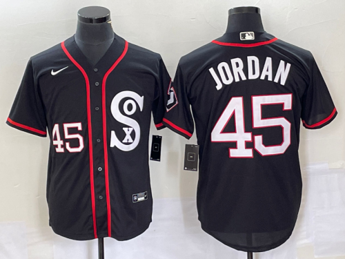 Men's Chicago White Sox #45 Michael Jordan Black Retro Stitched MLB Nike Cool Base Jersey