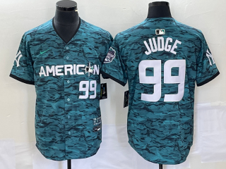 Men's New York Yankees #99 Aaron Judge Number Teal 2023 All star Cool Base Stitched Baseball Jersey