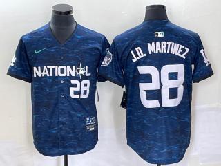 Men's Los Angeles Dodgers #28 JD Martinez Number Royal 2023 All Star Cool Base Stitched Baseball Jersey