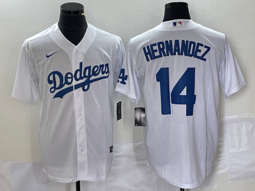 Men's Los Angeles Dodgers #14 Enrique Hernandez White Stitched Cool Base Nike Jersey