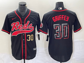 Men's Cincinnati Reds #30 Ken Griffey Jr Number Black 2023 City Connect Cool Base Stitched Jerseys