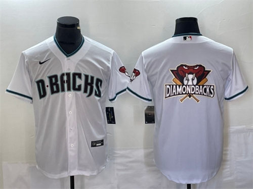 Men's Arizona Diamondbacks White Team Big Logo Cool Base Stitched Baseball Jersey