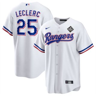 Men's Texas Rangers #25 José Leclerc White 2023 World Series Stitched Baseball Jersey