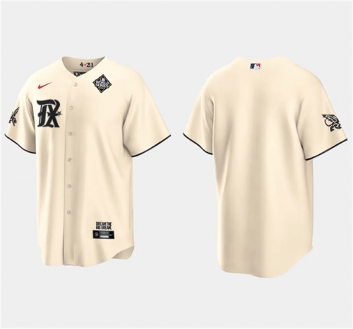 Men's Texas Rangers Blank Cream 2023 World Series City Connect Stitched Baseball Jersey