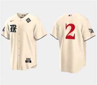 Men's Texas Rangers #2 Marcus Semien Cream 2023 World Series City Connect Stitched Baseball Jersey