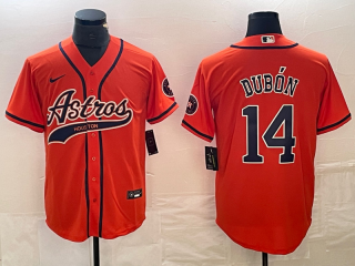 Men's Houston Astros #14 Mauricio Dubon Orange With Patch Cool Base Stitched Baseball Jersey