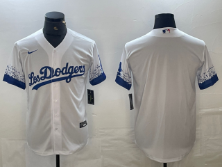 Men's Los Angeles Dodgers White Blank City Connect Cool Base Stitched Baseball Jersey