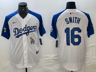 Men's Los Angeles Dodgers #16 Will Smith White Blue Fashion Stitched Cool Base Limited Jerseys