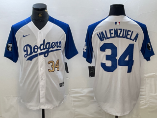 Men's Los Angeles Dodgers #34 Toro Valenzuela Number White Blue Fashion Stitched Cool Base Limited Jersey