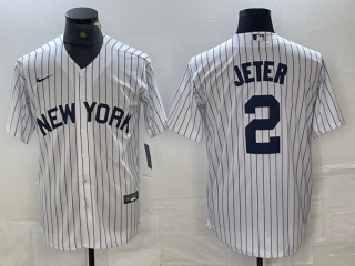 Men's New York Yankees #2 Derek Jeter White 2024 Cool Base Stitched Jerseys