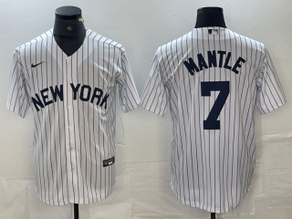 Men's New York Yankees #7 Mickey Mantle White 2024 Cool Base Stitched Jerseys