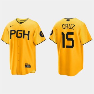 Mens Pittsburgh Pirates #15 Oneil Cruz Gold 2023 City Connect Jersey