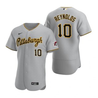 Mens Pittsburgh Pirates #10 Bryan Reynolds Nike Gray Road FlexBase Jersey