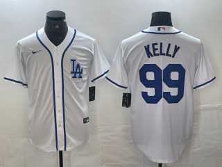 Men's Los Angeles Dodgers #99 Joe Kelly White Cool Base Stitched Baseball Jersey