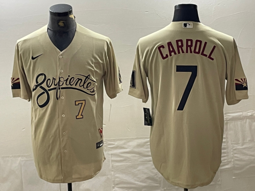 Men's Arizona Diamondbacks #7 Corbin Carroll Number 2021 Gold City Connect Cool Base Stitched Jersey