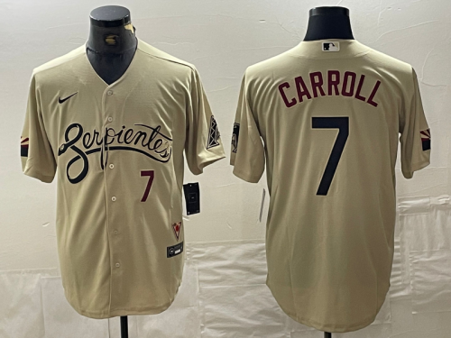 Men's Arizona Diamondbacks #7 Corbin Carroll Number 2021 Gold City Connect Cool Base Stitched Jerseys