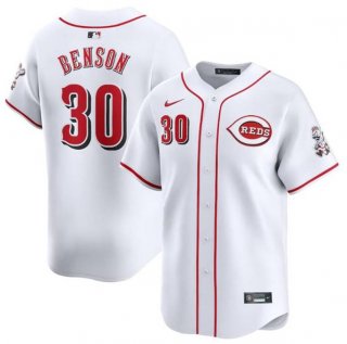 Men's Cincinnati Reds #30 Will Benson White Home Limited Baseball Stitched Jersey