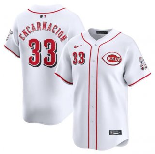 Men's Cincinnati Reds #33 Christian Encarnacion White Home Limited Baseball Stitched Jersey