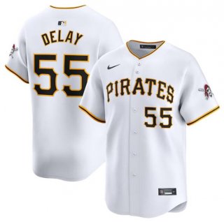 Men's Pittsburgh Pirates #55 Jason Delay White Home Limited Baseball Stitched Jersey