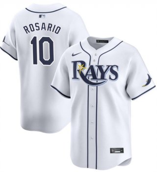 Men's Tampa Bay Rays #10 Amed Rosario White Home Limited Stitched Baseball Jersey