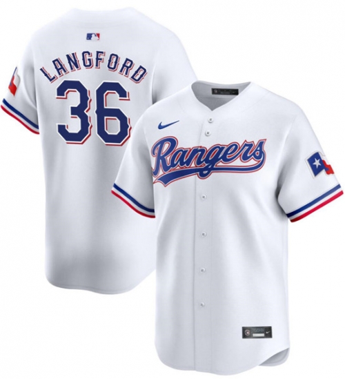 Men's Texas Rangers #36 Wyatt Langford White 2024 Gold Collection Cool Base Baseball Stitched Jersey