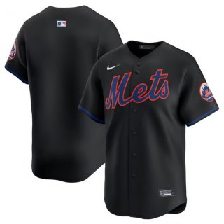 Men's New York Mets Blank 2024 Black Alternate Limited Stitched Baseball Jersey