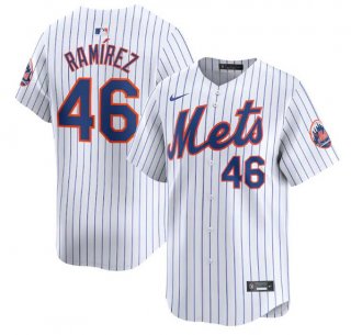 Men's New York Mets #46 Yohan Ramirez White 2024 Home Limited Stitched Baseball Jersey